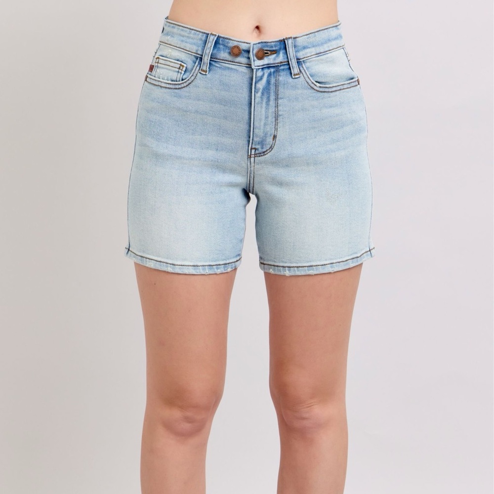 Judy Blue Full Size 2 Button Denim Shorts with Pockets Plus Size